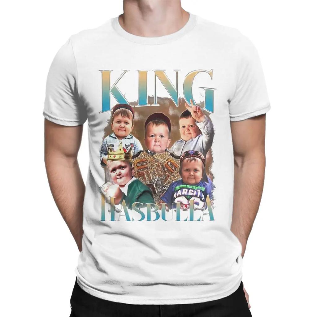 Crazy King Hasbulla Art Khabib T-Shirts for Men Round Neck 100% Cotton T Shirt Vintage Short Sleeve Tee Shirt Gift Idea Clothes