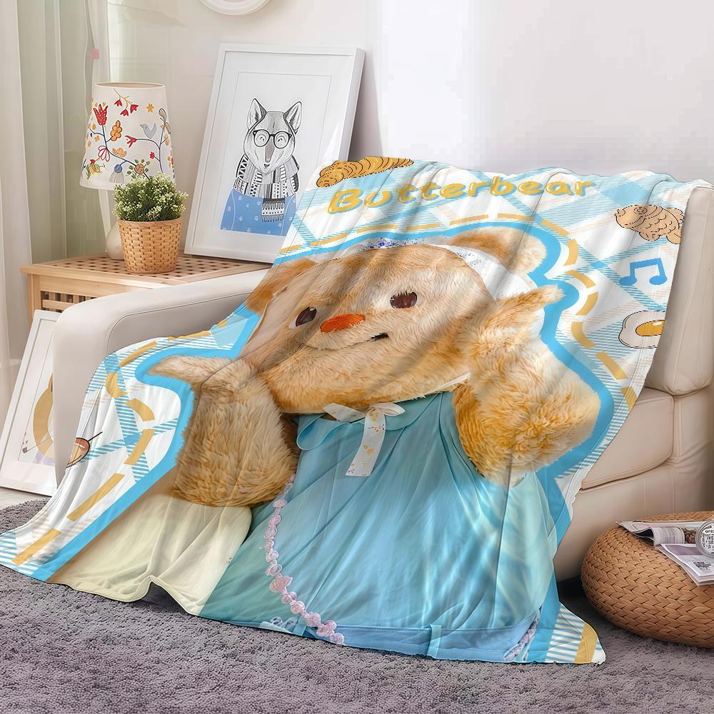 

Cute Cartoon B-Butterbear Blanket Warm And Soft Suitable For Bedroom Living Room Sofa Bed Office Travel Camping 30x40in