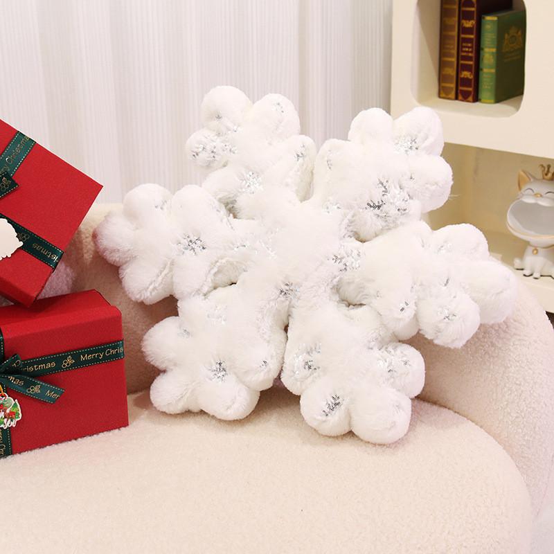 Christmas Snowflake Embroidered Plush Cushion For Holiday Decor Living Room And Sofa