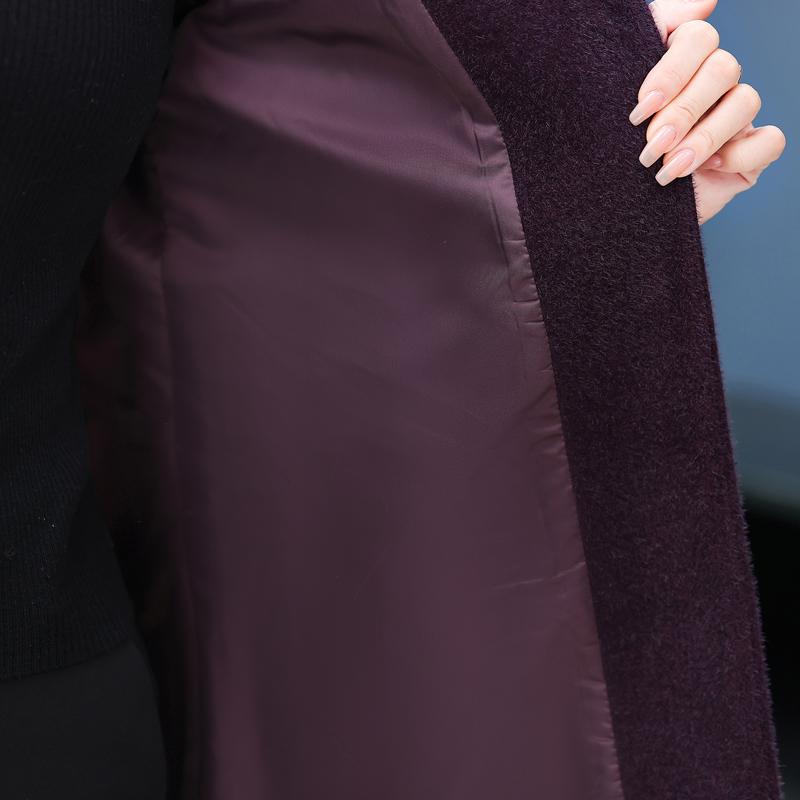 Ženy středního věku Zimní kabáty Silná teplá vlna a smíšené bundy Elegantní svrchní oděvy s límečkem z umělé kožešiny