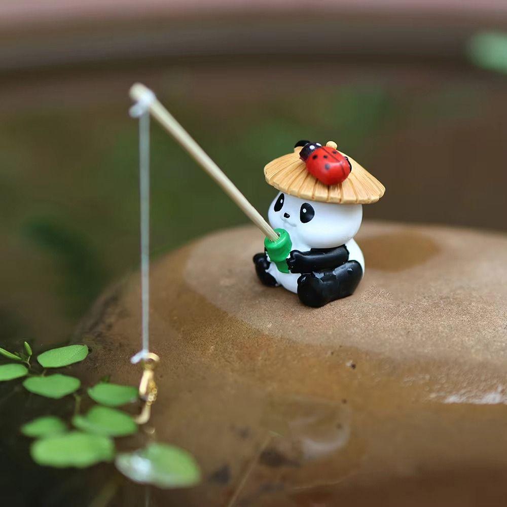 Mini Fishing Decorative Ornaments Landscaping Ornaments with Fishing Rod Aquarium Decoration Fish Tank DIY Cartoon