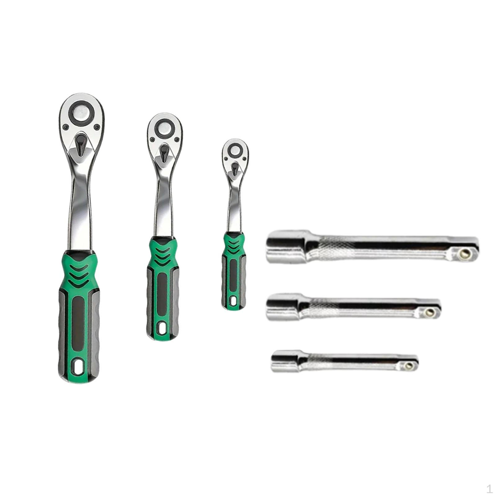 

3 Pieces 72 Tooth Ratchet Wrench Quick Garage Tool Auto Repair Released with Rod