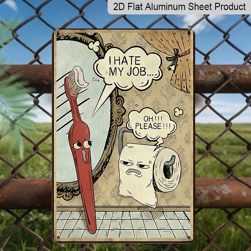 

2D Flat - 1pc Vintage Metal Aluminum Sign Wall Decor - Funny Bathroom with Humorous Toilet Quotes - Wall Art Decor for Restroom or Washroom, 8*12 20*30cm