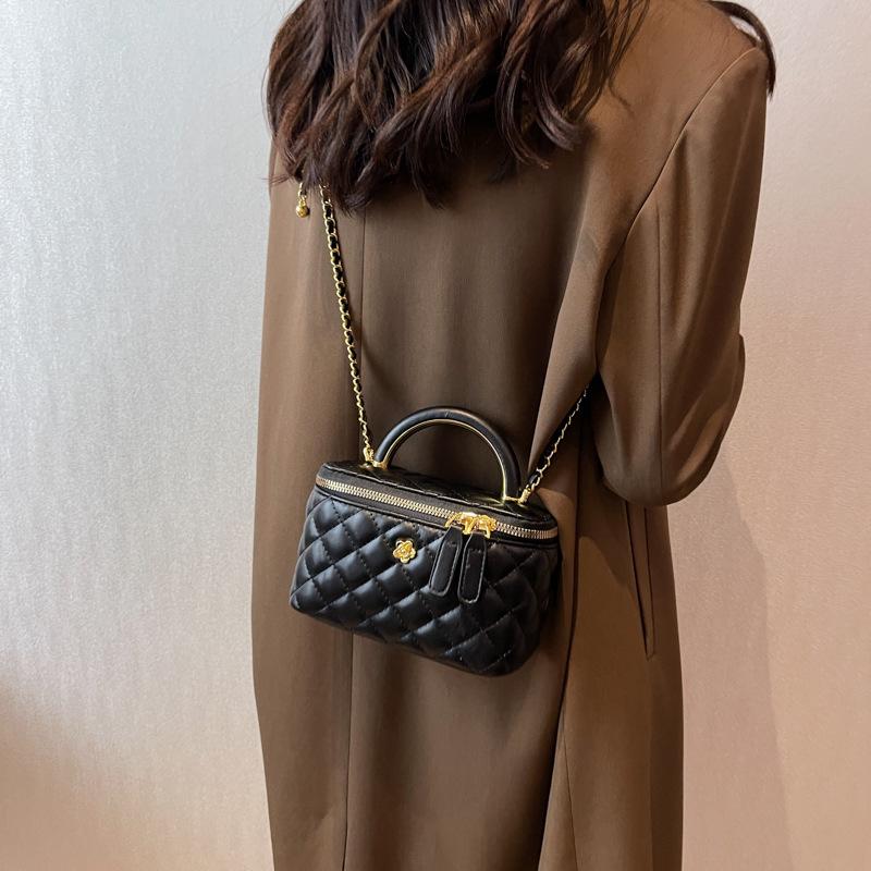 Модная маленькая женская сумка, новая ромбовидная универсальная сумка кроссбоди, ручная, на плечо чёрный