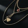 Fashion Stone Heart Star Pendant Necklace Punk Retro Multilayer Choker Couple Necklaces Jewelry for Romantic Valentine's Day Gifts