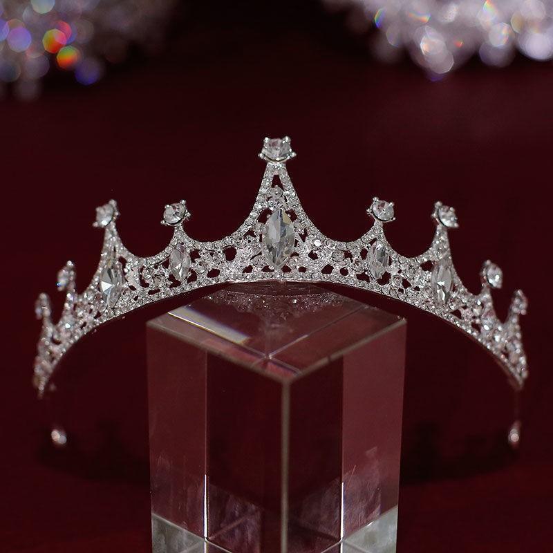 

DIEZI Princess Silver Color White Crystal Tiara Crown Women Girls Birthday Party Dress Tiara Elegant Queen Bridal Accessories