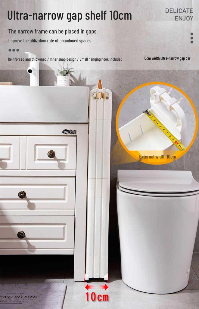 Ultra-Slim Gap Storage Rack for Kitchen, Bathroom, Fridge, Wall Corner, Bedside, and Living Room.