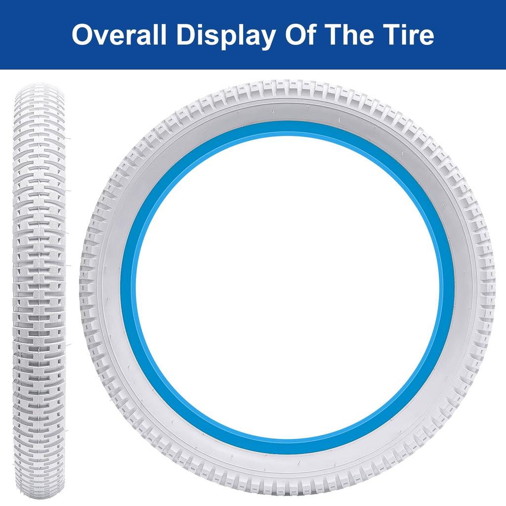 FengCan 14x1.95 Tire, 14x1.95 53-254 Bicycle Tire, Suitable for 14-inch Mountain Bikes and Cross Bikes, 1.95-inch Section Width (BQ030, White)