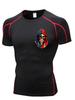 Men's Compression Shirt Quick Dry Black Gym T-Shirt USA Flag Skull Print Workout Sportswear