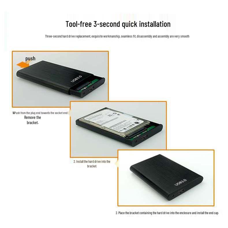 Metal USB 3.0 2.5" SATA Hard Drive Enclosure - Compatible with Mechanical Drives and SSDs