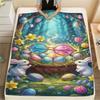 1Pc Easter Magical World Print Flannel Blanket, High Quality Comfortable for All Seasons, Home Decor, Warmth and Comfort, Perfect for Christmas Gifts