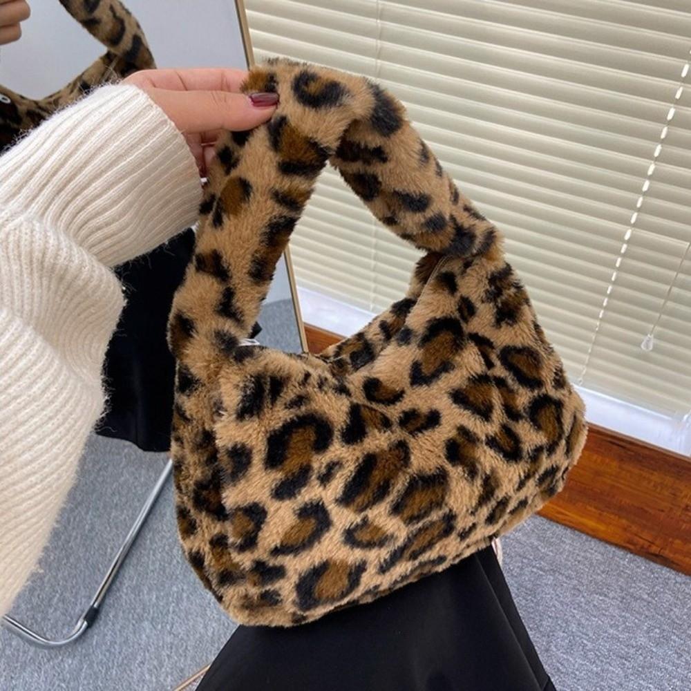 Mini Plush Underarm Bag Fluffy Tote Bag Casual Shoulder Bag Girl