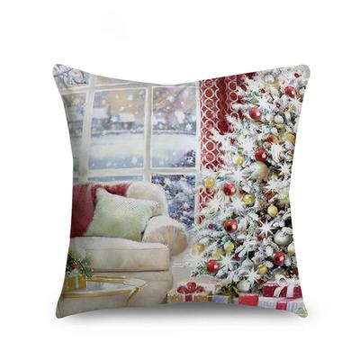 Happy New Year Santa Claus Print Cushion Cover Home Living Room Sofa Decoration Square Throw Pillow