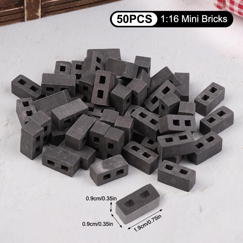 20/50Pcs Miniature Cinder Blocks Model 1/12 Dollhouse Micro Landscape Mini Concrete Bricks Toy Micro Scene Construction Props
