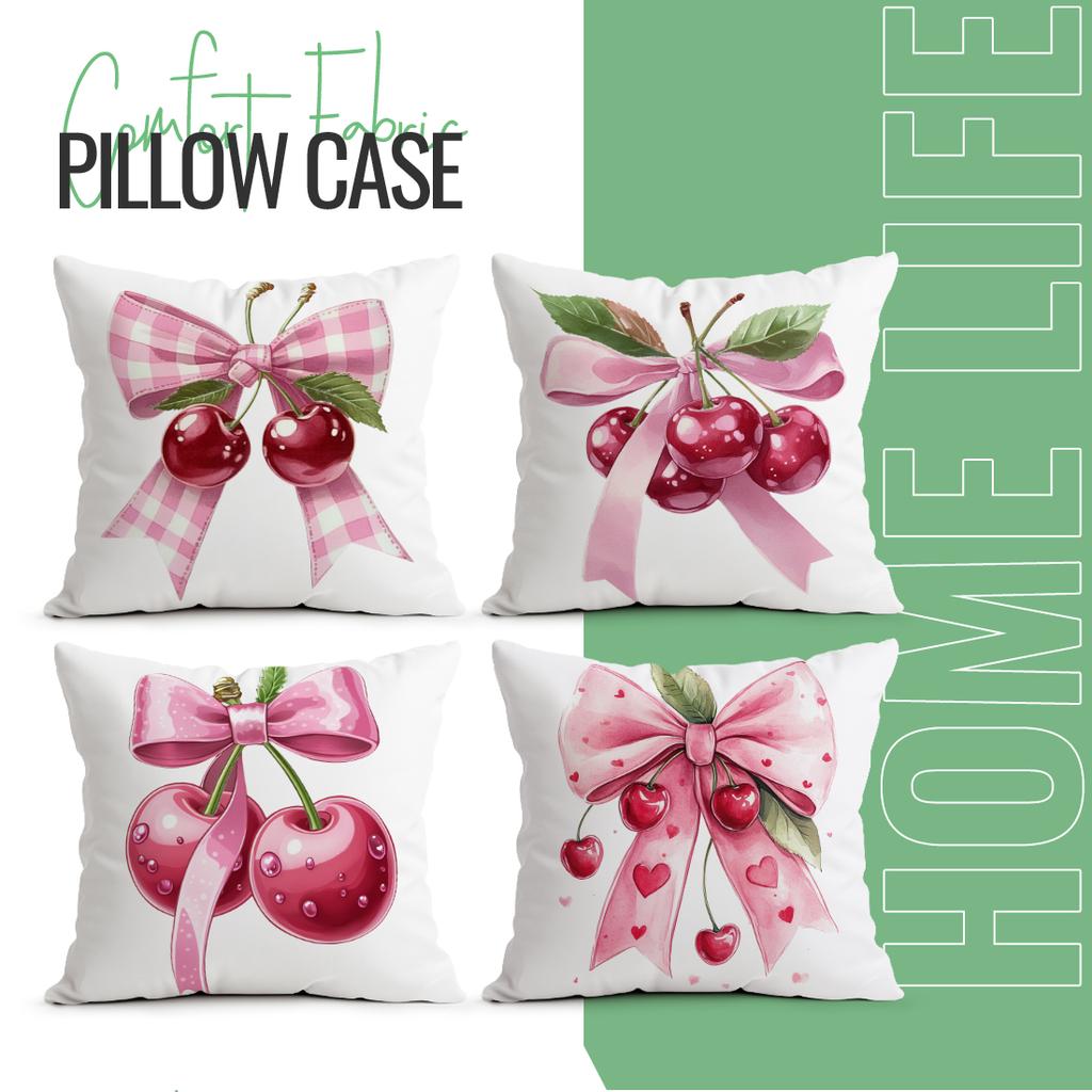 Bow Cherry Pattern Pillowcase Printed Polyester 40/45/50Cm Throw Pillowcover Decorative Sofa Cushion Pillowslip Home Decor