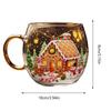 Christmas Transparent Painted Glass Mug 300ml Christmas Theme Coffee Cup Stocking Stuffer Coffee Mug For Hot Cocoa Latte