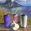 6Pcs Reusable Silicone Straws Set With Cleaning Brushes, For Water, Milk, Juices, Smoothies,Straight/Bent Straws