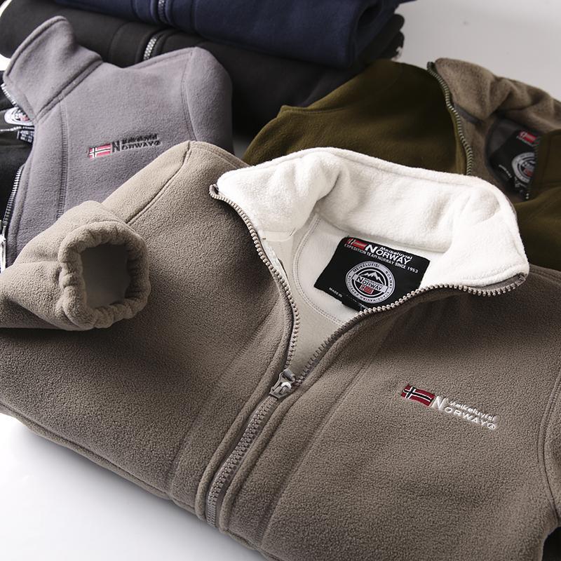 Herren Norwegen Plüsch Doppelseitige Fleecejacke: Warme, lässige, locker sitzende Überbekleidung in Übergröße für Herbst/Winter