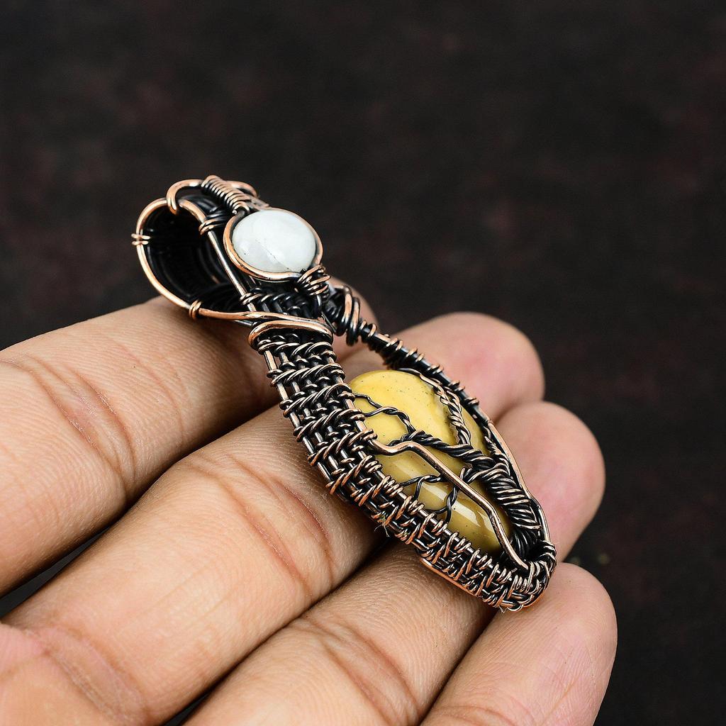 Tree Of Life Mookaite Gemstone Copper Pendant Copper Wire Wrapped Jewelry Rainbow Moonstone Gemstone Handmade Pendant For Her Gift For Mom