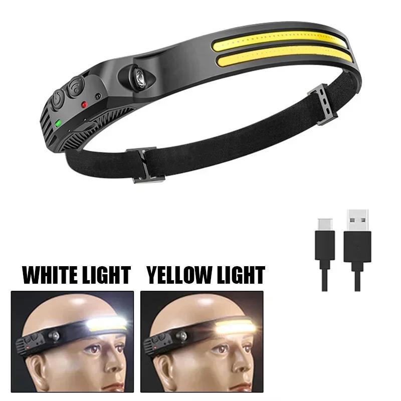 

Новый индукционный светодиодный налобный фонарь COB с возможностью зарядки через USB, аккумулятор 18650, налобный фонарь с 8 режимами освещения, рабочий фонарь для улицы