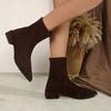 Skinny pointed middle heel Martin boots winter large size rear zipper suede short boots women