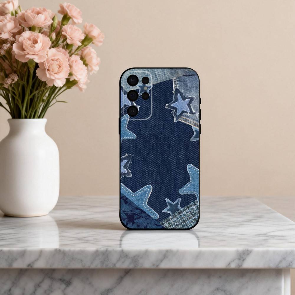 R-Retro D-denim patches  Phone Case For Samsung S25,24,23,22,30,21,10,9,Ultra,Plus,Lite,FE,4,5 G Soft Black Case