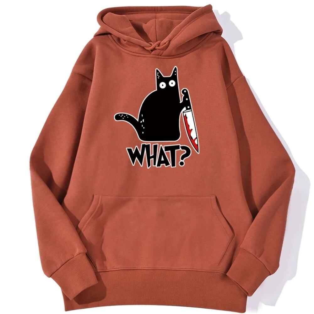 Killer Black Cat What Surprised Unisex Hoodies Streetwear Warm Male Hoodie Hip Hop Daily Casual Autumn Sweatshirt