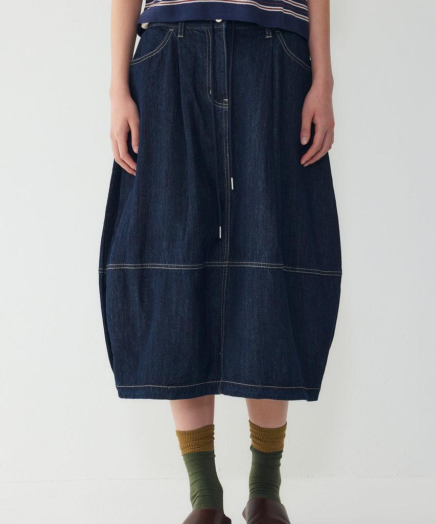 STUDIO TOMBOY Side Pleated Balloon Fit Denim Skirt_Indigo 9106262202