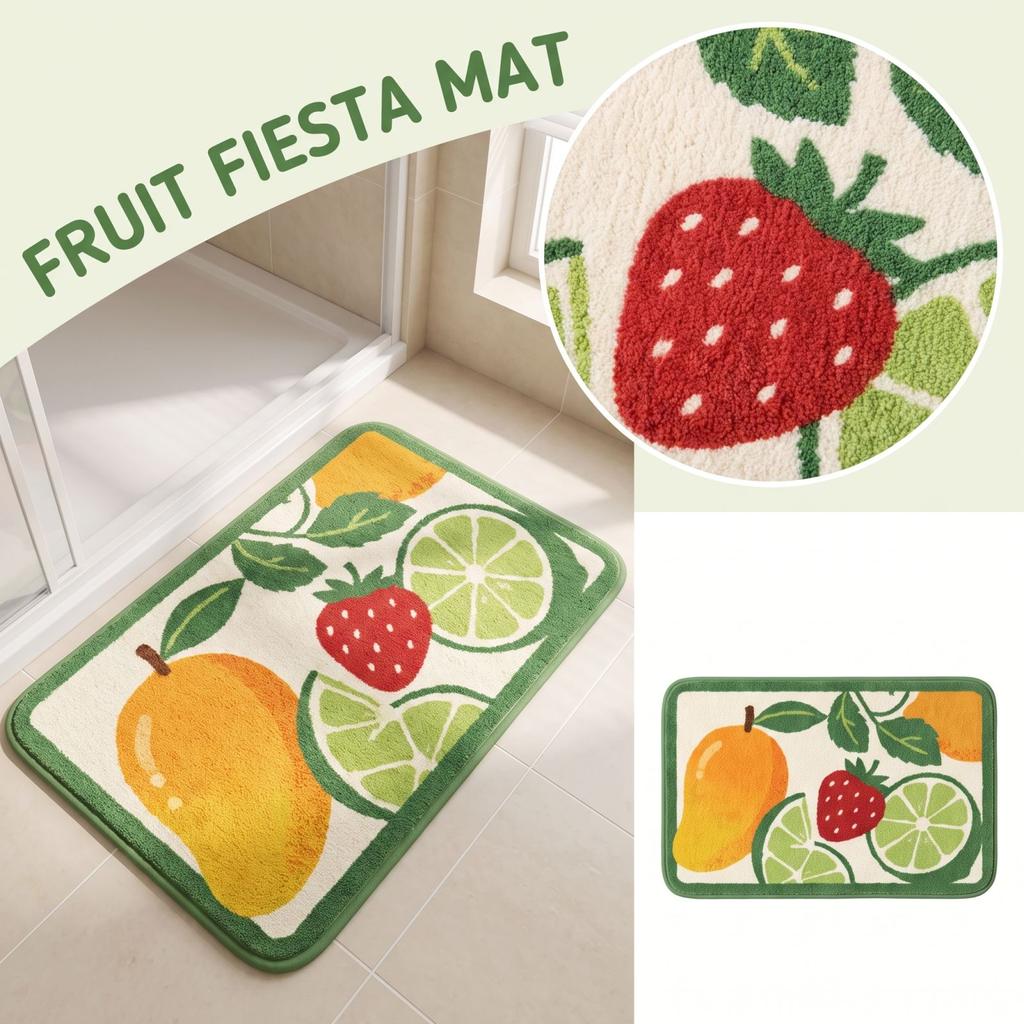 Non- Absorbent Bath with Strawberry and Design - Soft Faux Bathroom for Shower Floor