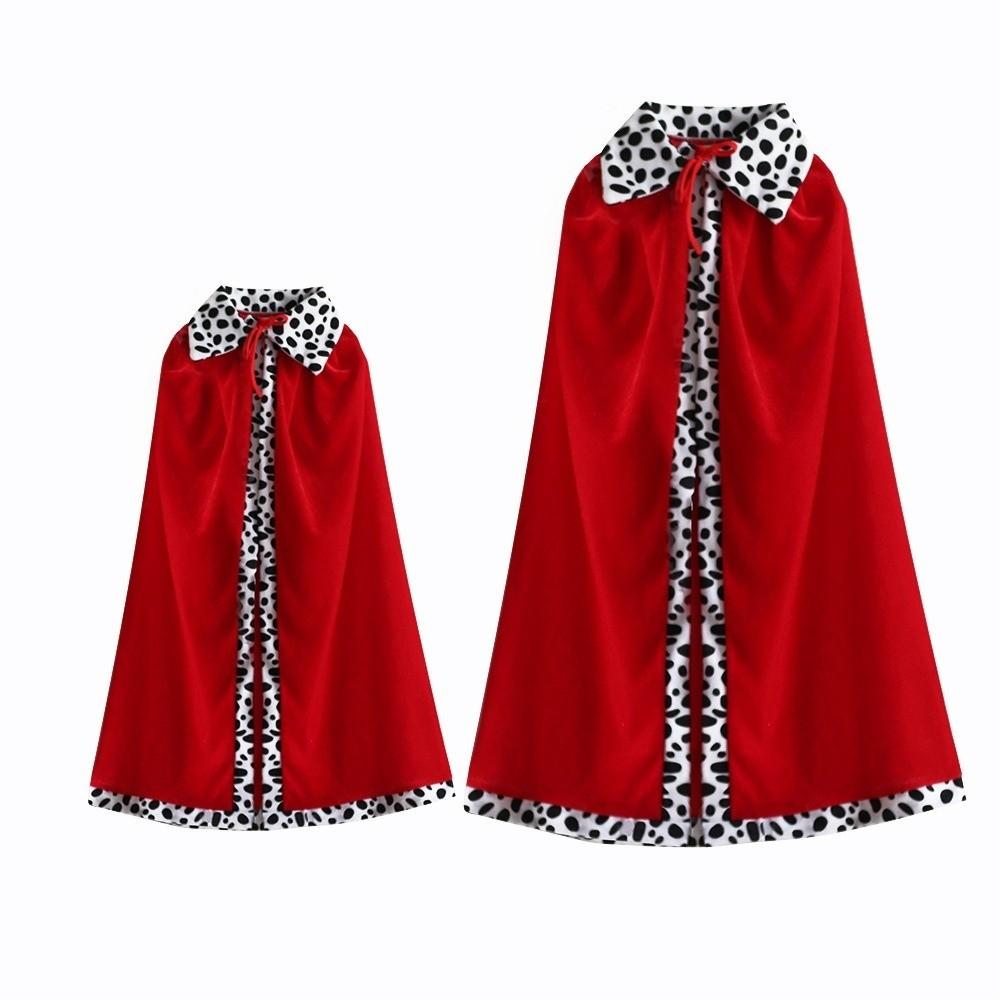 Red Velvet Adult Kids Prince Robe 80/90/130/150cm Cosplay Dress Up  for Parent-child Activity