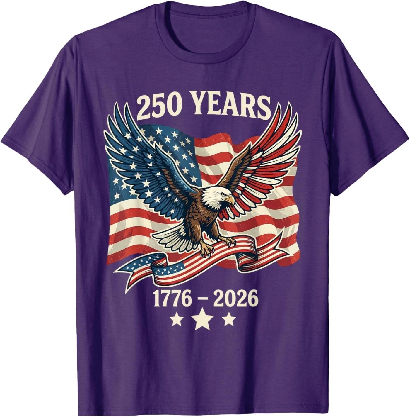 Vintage 250 Years American 1776-2026 250th Birthday USA T-Shirt 2XL