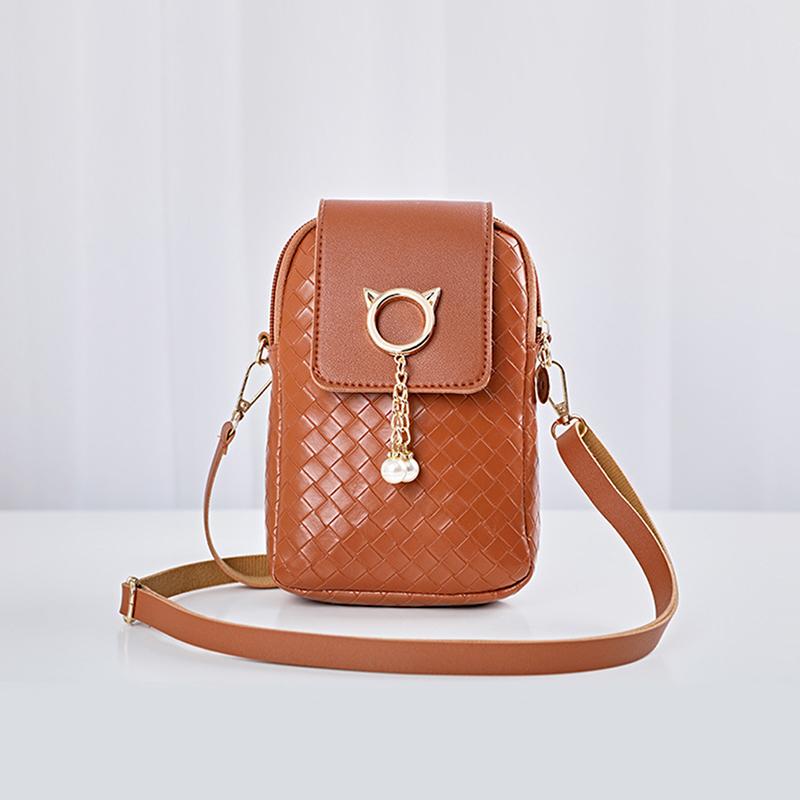 Frühling Sommer Mini Cross-Body Handy Umhängetasche Gewebt Perlenquaste Abdeckung-Stil Damen Tasche Schulter Diagonaltasche
