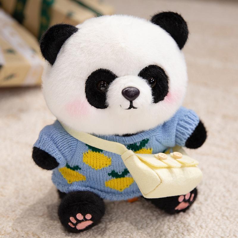 Cute Cute Dressed Panda Doll Plush Toy Black And White Panda Doll Children Accompany Soothing Doll