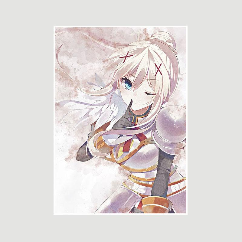 Vintage anime KonoSuba Megumin bílý papír plakáty a tisky ložnice bar kavárna dekorace nástěnná malba retro nástěnné umění malba domácí dekorace