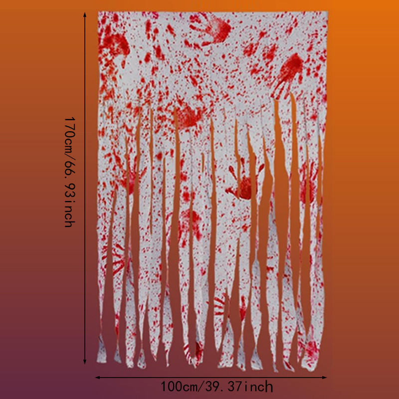 Halloween Decoration Blood Curtains Terrifying Blood Stained Curtains Door Curtains Blood Handprints Haunted House Horror Props M