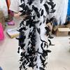 DIY 2M Black White Turkey Marabou Feather Boa with Chicken Feathers Natural Plume Shawl for Wedding Dress Stage Decoration