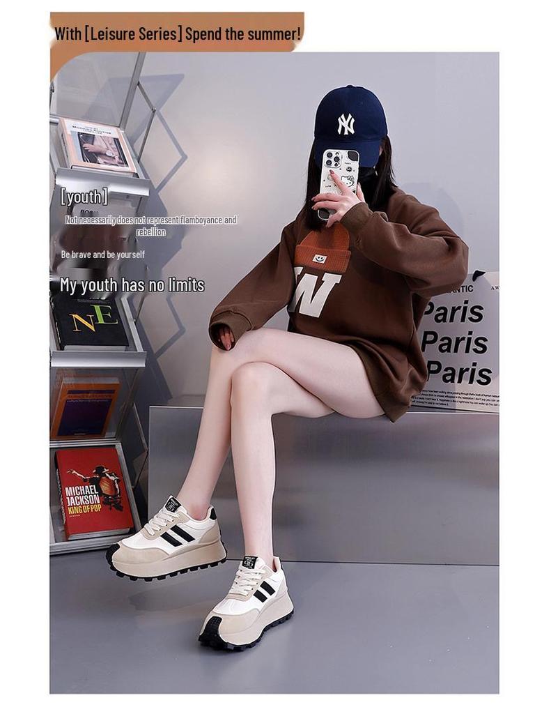 Women's Spring 2025 Thick-Soled White Sports Casual Shoes - HL-871-1, Korean Style Versatile Board Sneakers