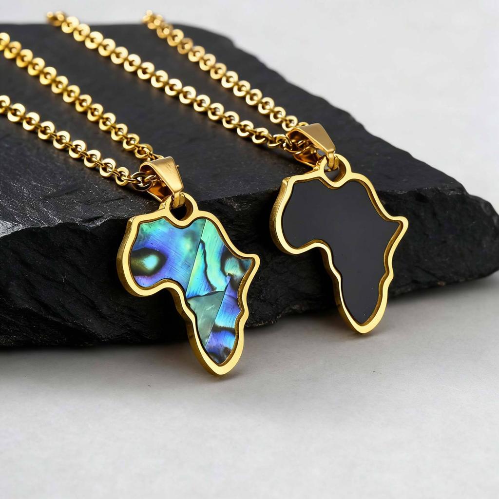 Accessories, Stainless Steel Plated 18K Gold Africa Map Pendant Necklace Women Accessories Pn-2185