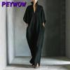 PEYWOW Vestidos Casuais Femininos Moda Verão Primavera Cor Sólida Estampa Decote V Manga Curta