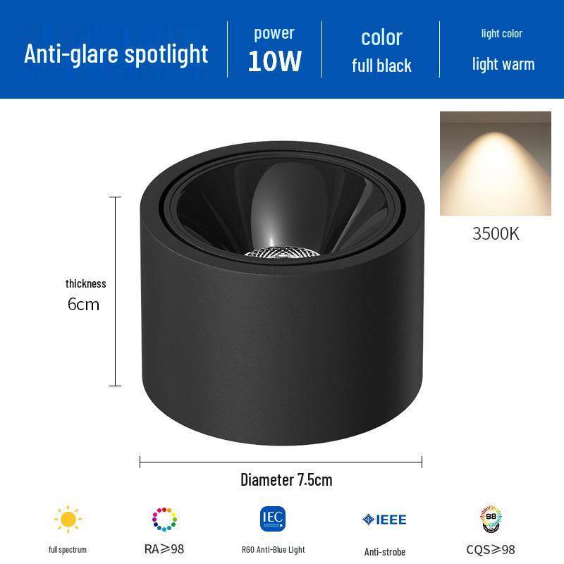 Ultra-Thin Adjustable Angle Anti-Glare Bullseye Spotlight for Living Room Ceiling