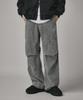 Beodeonteu Corduroy Cut-Out Layered Pants [Gray]
