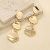 Vintage Irregular Smooth Metal Pendant Earrings for Women Fashion Gold Color Three-Layer Geometric Circular Earrings Zircon