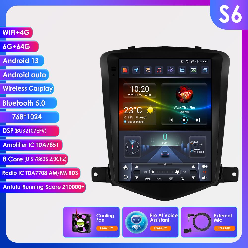 OSSURET Carplay 4G-LTE 7862 DSP 9.7'' 2 Din Android Car Radio for Chevrolet Cruze J300 2008 2009 2010 2011 2012 Intelligent Multimedia Video GPS RDS