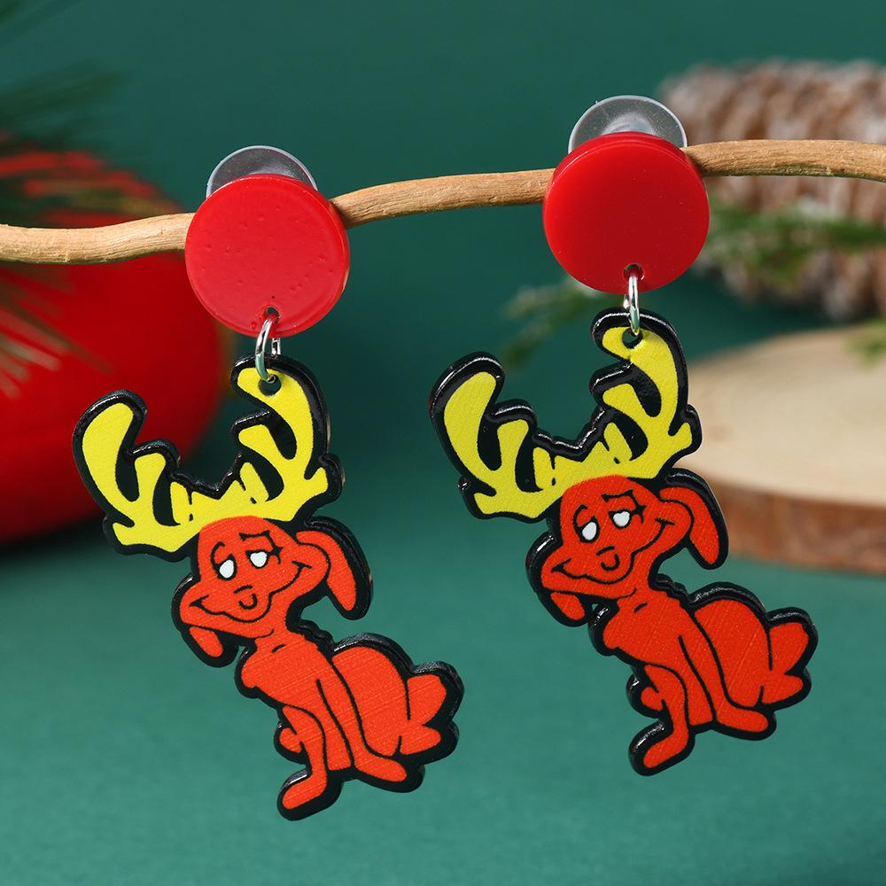 Quirky Christmas Cartoon Reindeer & Snowman Acrylic Earrings