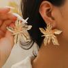 Retro Exaggerated Luxury Alloy Irregular Flower Earrings For Women