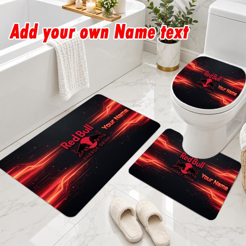 Personalized RB Leipzig FC 3Pcs Flannel Toilet Mat Set Custom Text Bathroom Rug Non Slip