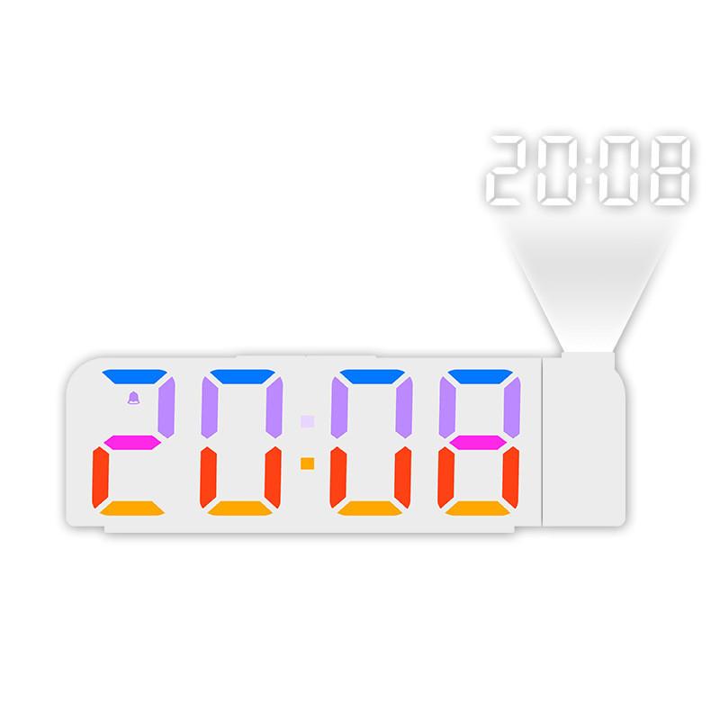 Digital Led Alarm Clock With Rgb Color Projection For Bedroom Decor