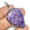 Charoite 925 Silver Plated Pendant 2" Festive Gifts Limited Stock Deal I6j45