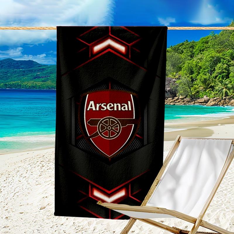 Arsenal Football Club Crest Printed Beach Towel, Super Soft Microfiber, Perfect Gift Birthday, for Pool, Beach, Travel, for family and friends