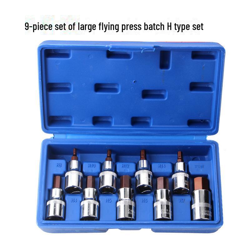 

9-Piece Pressure Sleeve Set: Extended Hex Screwdriver and Wind Batch Head Set